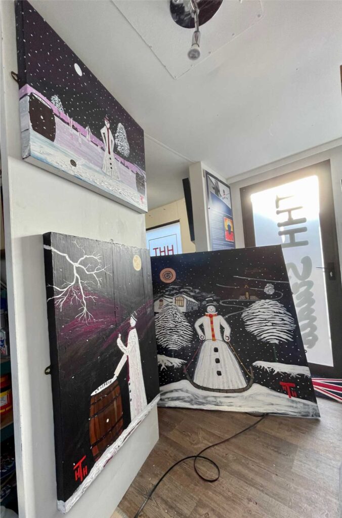 3 Snowmen commission pieces on route to Ad Gefrin distillery