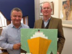 Jim Hume with his new Knocking the Doors Painting